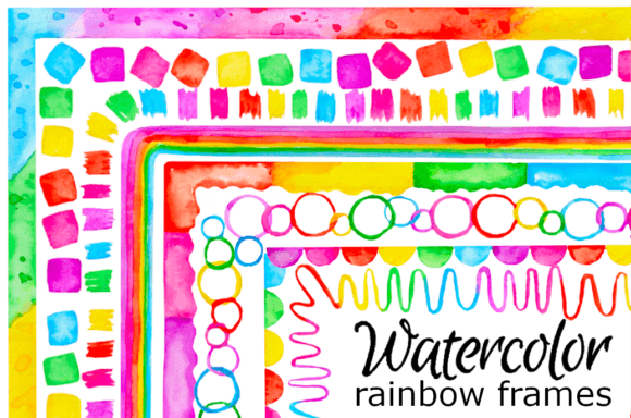 Download Watercolor Rainbow Frame Clipart - Rainbow Collection